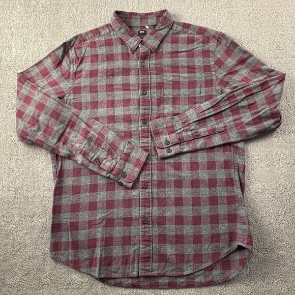Uniqlo Shirt Adult Large Check Button Up Long Sleeve Flannel Casual Men's - Picture 1 of 14